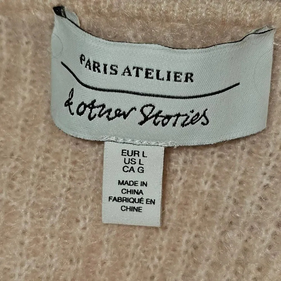 Paris Atelier & Other Stories Womens Pink Wool Mohair Blend V Neck Sweater Large - Picture 4 of 5
